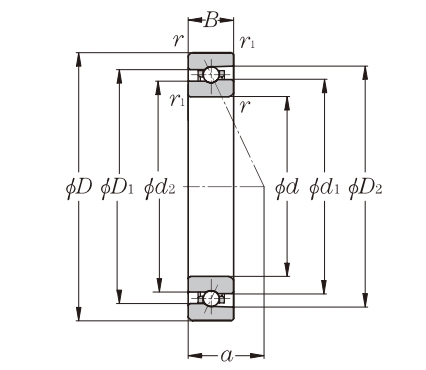 角接觸球軸承，品牌：NTN，尺寸圖1