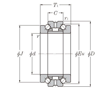 角接觸球軸承，品牌：NTN，尺寸圖1